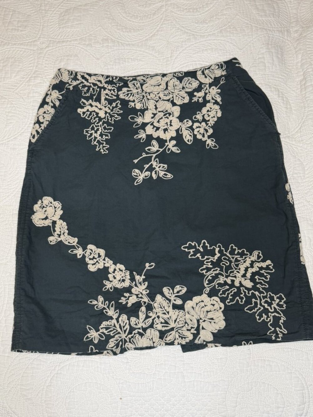 J.Crew Pencil Skirt Navy Floral Embroidered